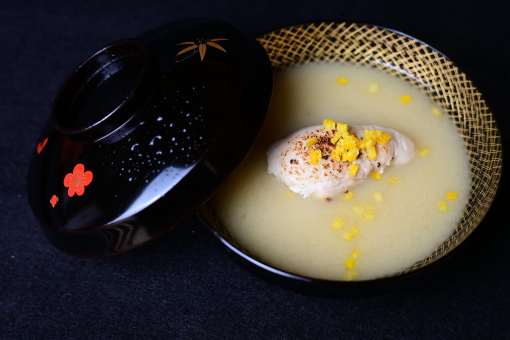 ふぐ出汁白味噌仕立て 焼き白子